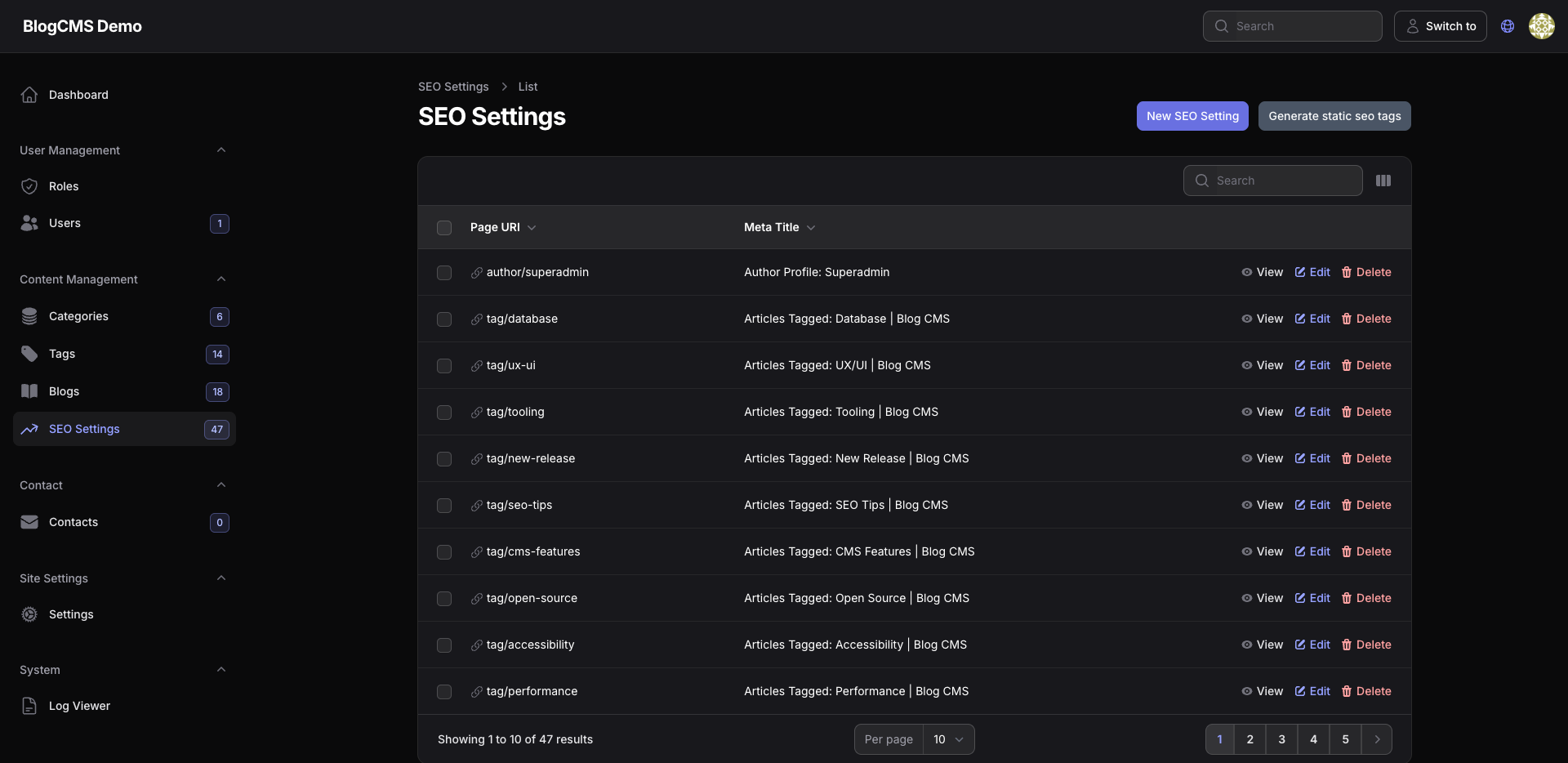 SEO Dashboard